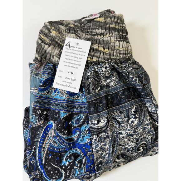 Mixed-print wide-leg trousers- One Size 100% Silk - Picture 5 of 5